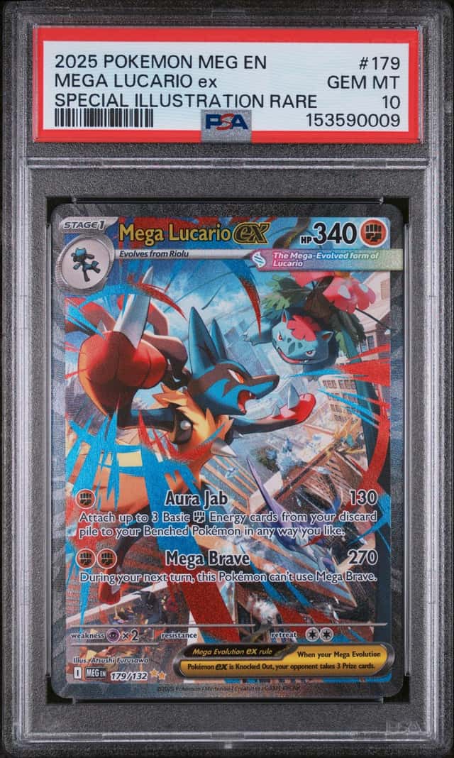 Mega Lucario ex 179/132 2025 English Holo SIR ME01 Mega Evolution PSA 10