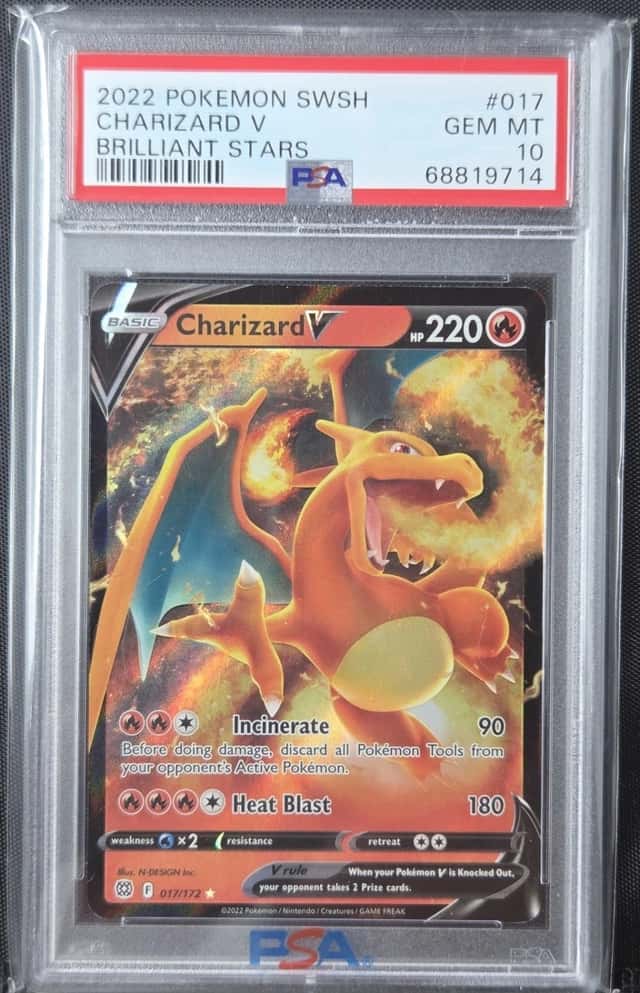PSA GEM MINT 10 - 2022 CHARIZARD V SWORD & SHIELD BRILLIANT STARS POKEMON - #017