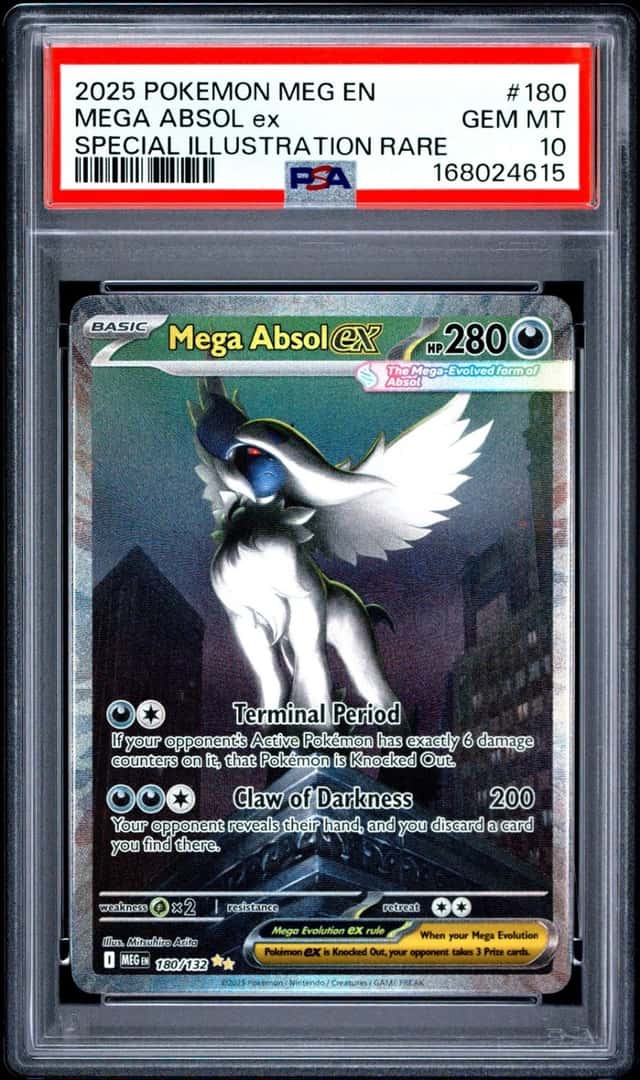 2025 POKEMON MEGA EVOLUTION SPECIAL ILLUSTRATION RARE #180 MEGA ABSOL EX PSA 10