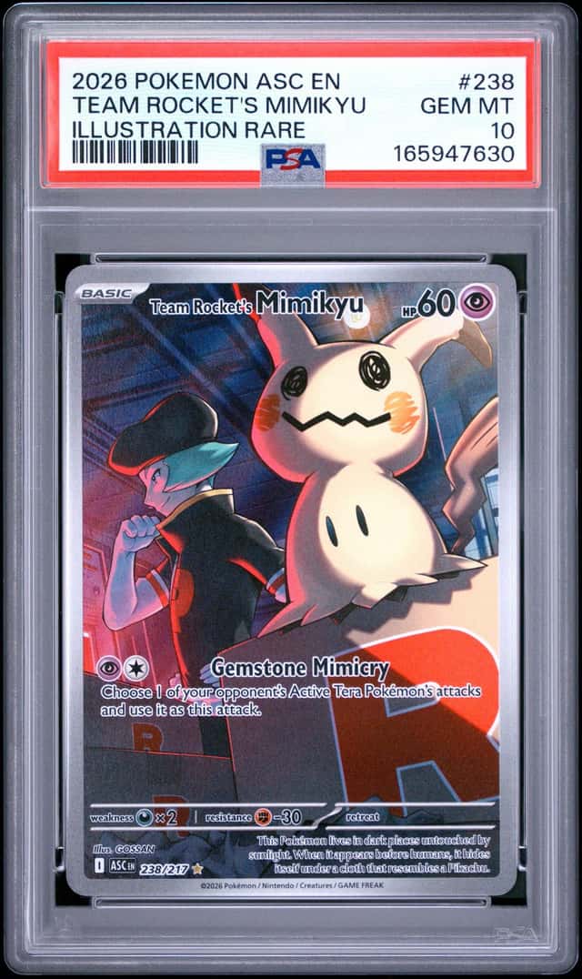 2026 POKEMON ASCENDED HEROES ILLUSTRATION RARE TEAM ROCKET'S MIMIKYU PSA 10