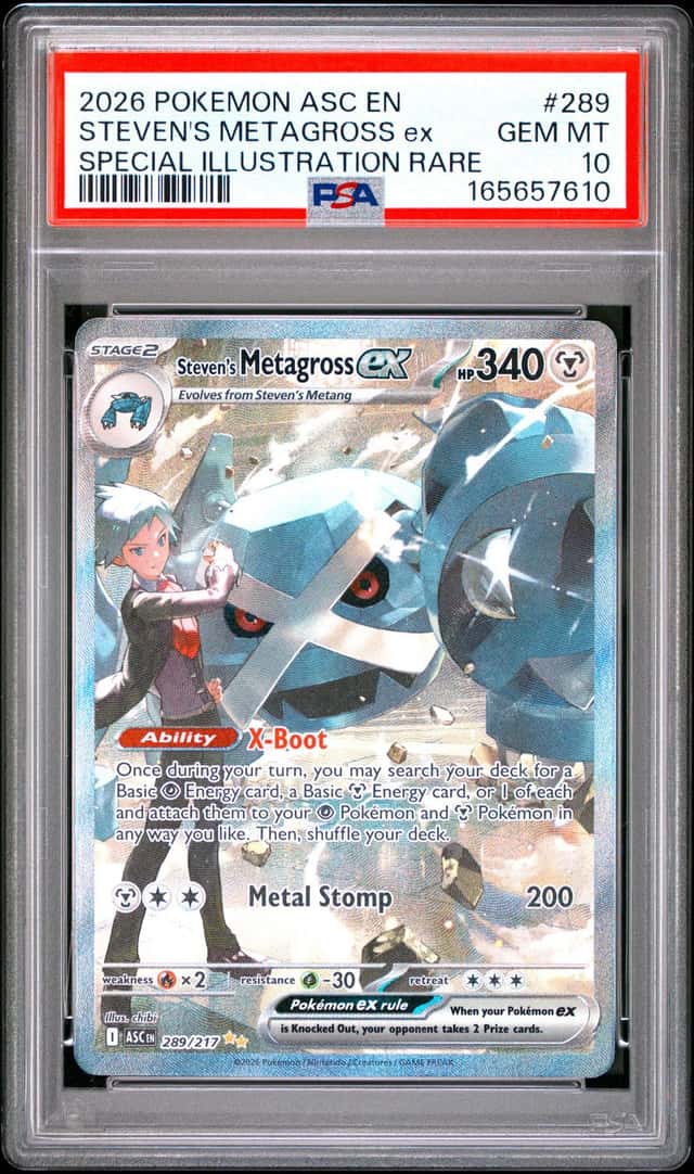 2026 POKEMON ASC SPECIAL ILLUSTRATION RARE #289 STEVEN'S METAGROSS EX PSA 10