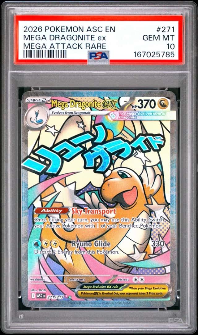 2026 POKEMON ASCENDED HEROES MEGA ATTACK RARE #271 MEGA DRAGONITE EX PSA 10