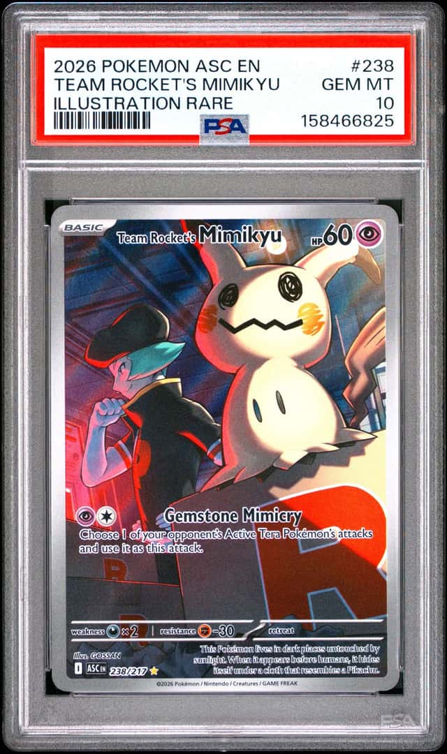 2026 POKEMON ASCENDED HEROES ILLUSTRATION RARE #238 TEAM ROCKET'S MIMIKYU PSA 10