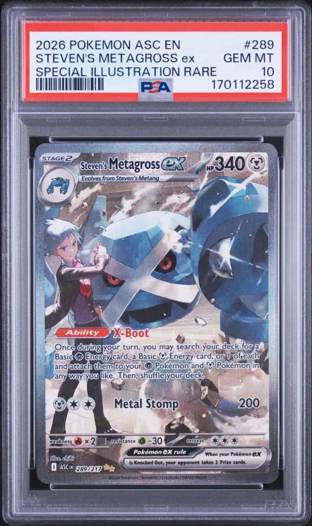2026 POKEMON ASC SPECIAL ILLUSTRATION RARE #289 STEVEN'S METAGROSS EX PSA 10