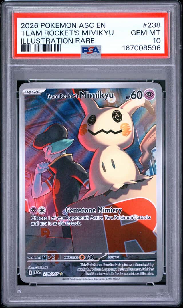 2026 POKEMON ASCENDED HEROES ILLUSTRATION RARE #238 TEAM ROCKET'S MIMIKYU PSA 10