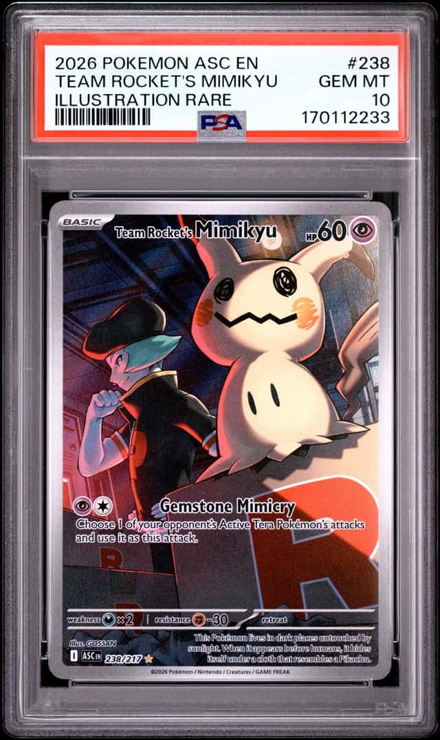 2026 POKEMON ASCENDED HEROES ILLUSTRATION RARE TEAM ROCKET'S MIMIKYU PSA 10