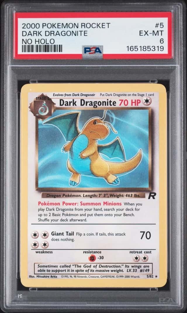 Pokemon Dark Dragonite Team Rocket 5 No Holo PSA 6
