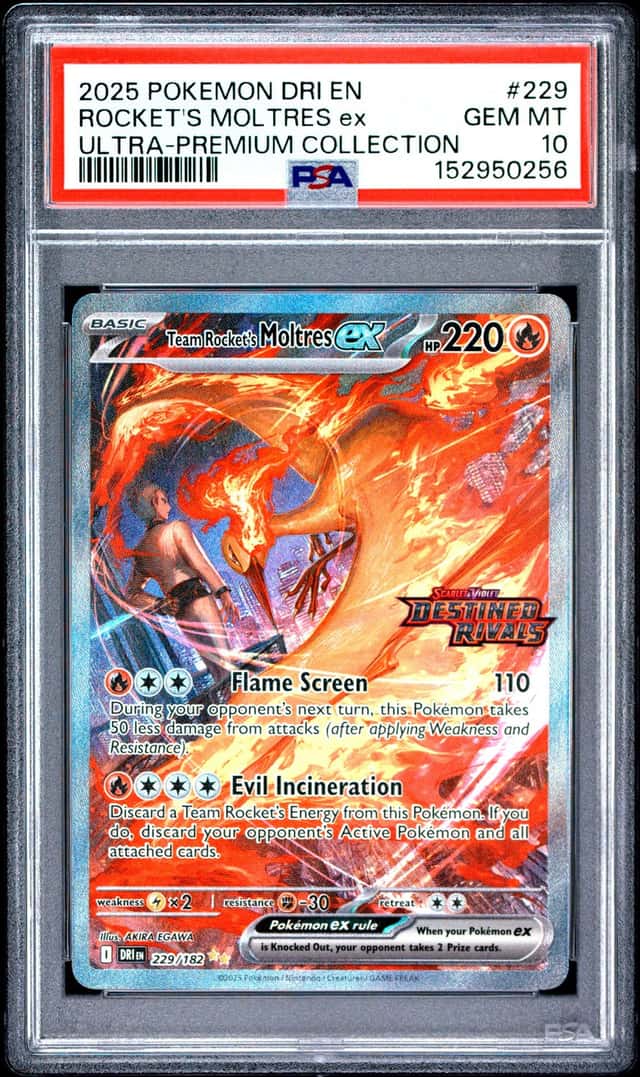 Pokemon Team Rocket's Moltres ex Destined Rivals 229 Ultra-Premium Coll. PSA 10