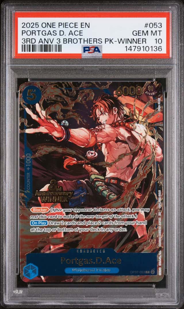 2025 One Piece 3rd Anniversary Tournament 3 Brothers Pack Winner Portgas D. Ace #OP07053