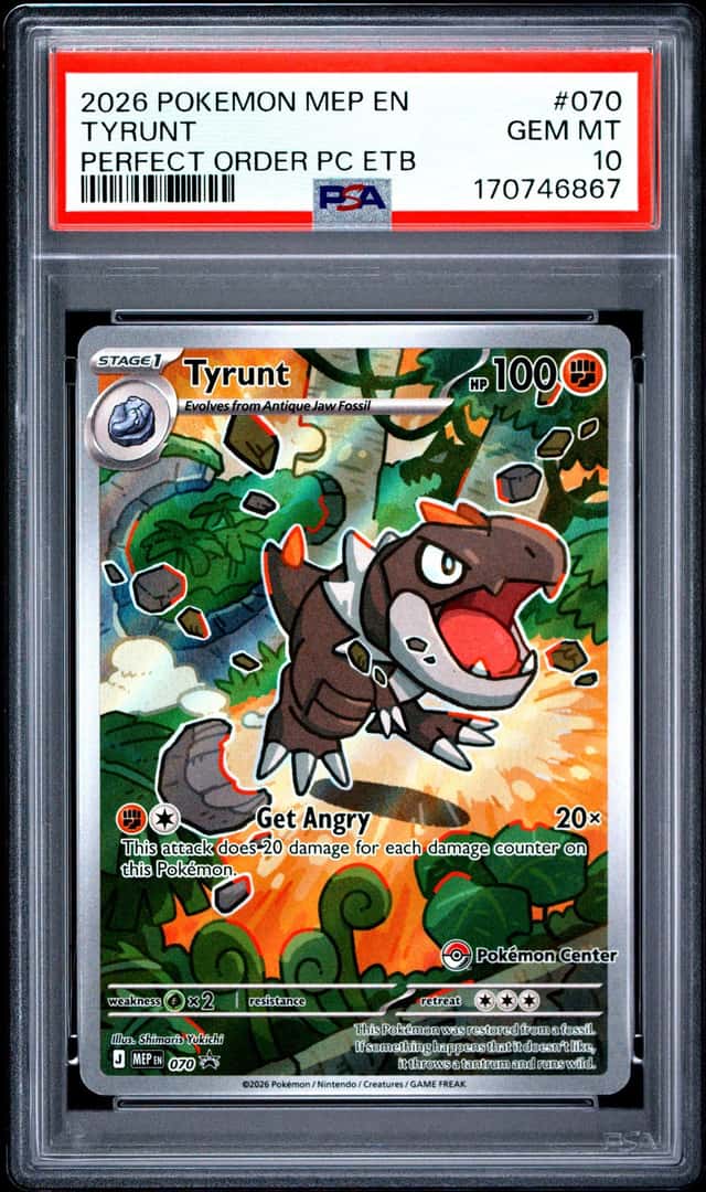 Pokemon  MEP Perfect Order Tyrunt 070 Holo Promo Pokemon Center Exclusive PSA 10
