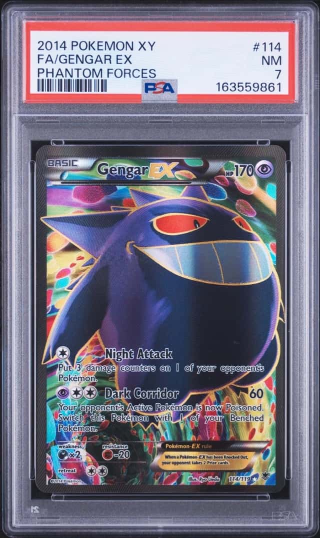 2014 POKEMON XY PHANTOM FORCES #114 FA/GENGAR EX PHANTOM FORCES PSA 7
