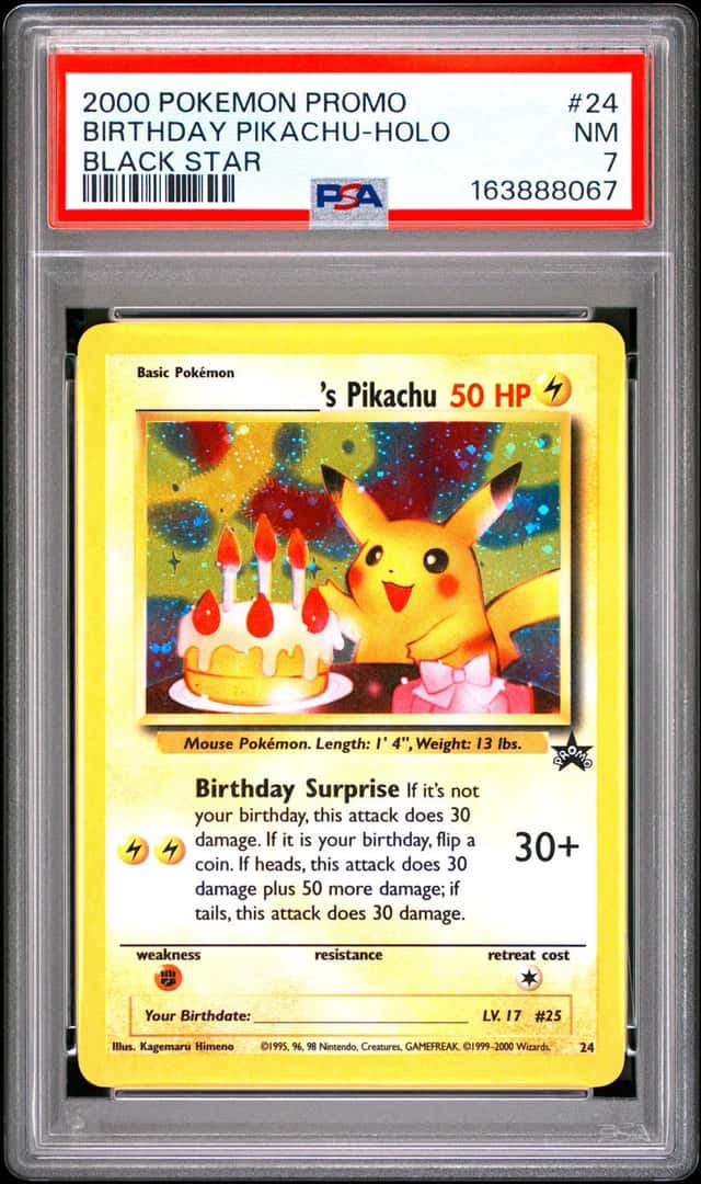 2000 POKEMON PROMO BLACK STAR #24 BIRTHDAY PIKACHU-HOLO PSA 7