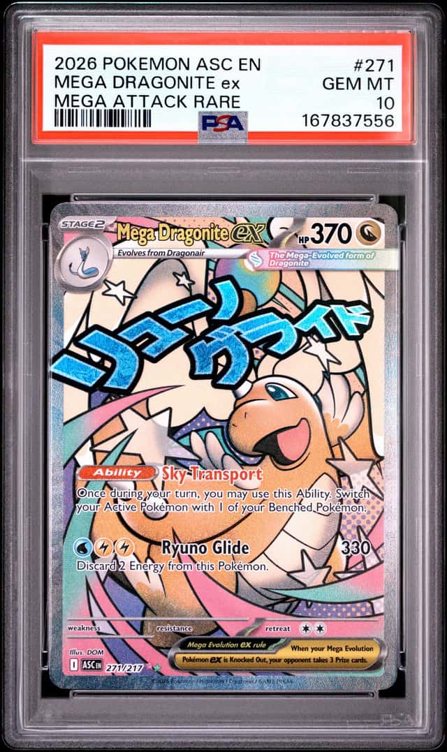2026 POKEMON ASCENDED HEROES MEGA ATTACK RARE #271 MEGA DRAGONITE EX PSA 10