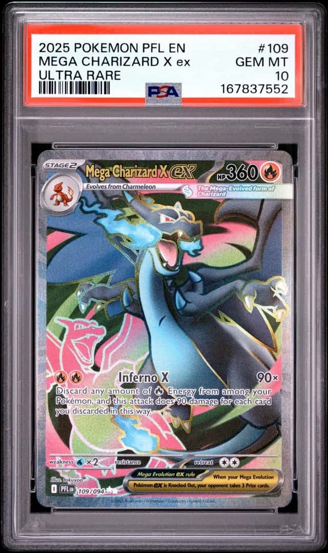 2025 POKEMON PFL EN-PHANTASMAL FLAMES ULTRA RARE #109 MEGA CHARIZARD X EX PSA 10