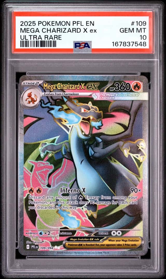 2025 POKEMON PFL EN-PHANTASMAL FLAMES ULTRA RARE #109 MEGA CHARIZARD X EX PSA 10