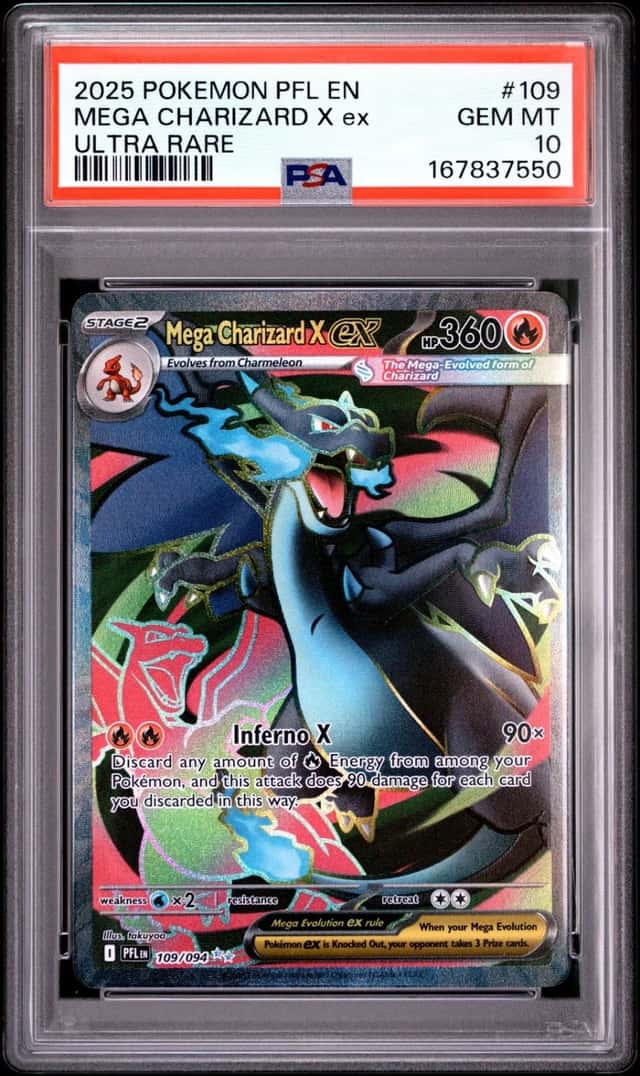 2025 POKEMON PFL EN-PHANTASMAL FLAMES ULTRA RARE #109 MEGA CHARIZARD X EX PSA 10