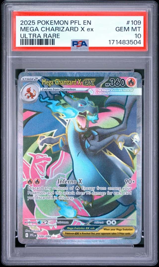 2025 POKEMON PFL EN-PHANTASMAL FLAMES ULTRA RARE #109 MEGA CHARIZARD X EX PSA 10