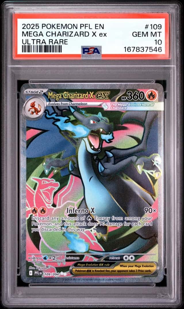 2025 POKEMON PFL EN-PHANTASMAL FLAMES ULTRA RARE #109 MEGA CHARIZARD X EX PSA 10