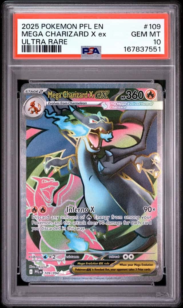2025 POKEMON PFL EN-PHANTASMAL FLAMES ULTRA RARE #109 MEGA CHARIZARD X EX PSA 10