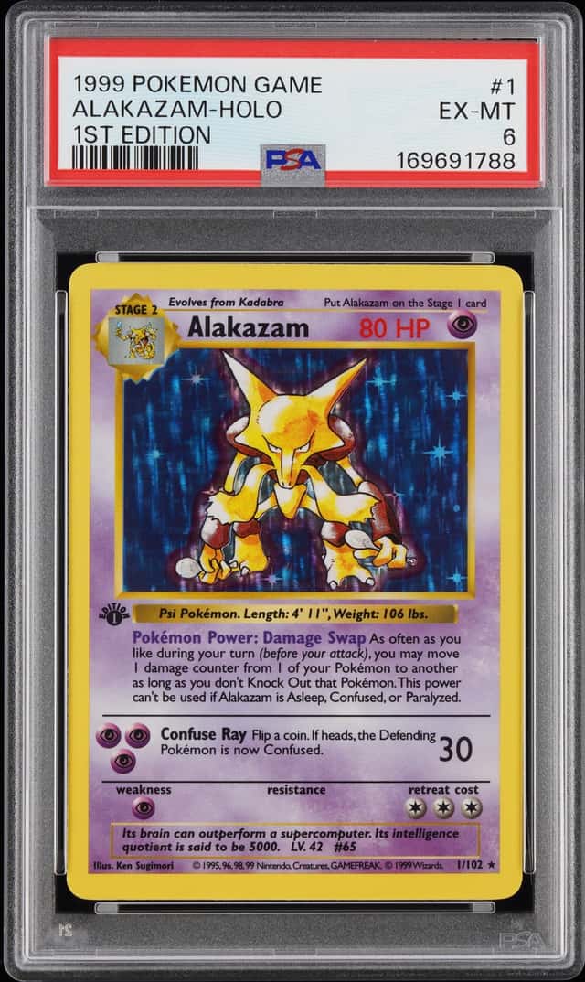 1999 Pokemon 1st Edition Alakazam Holo #1/102 PSA 6
