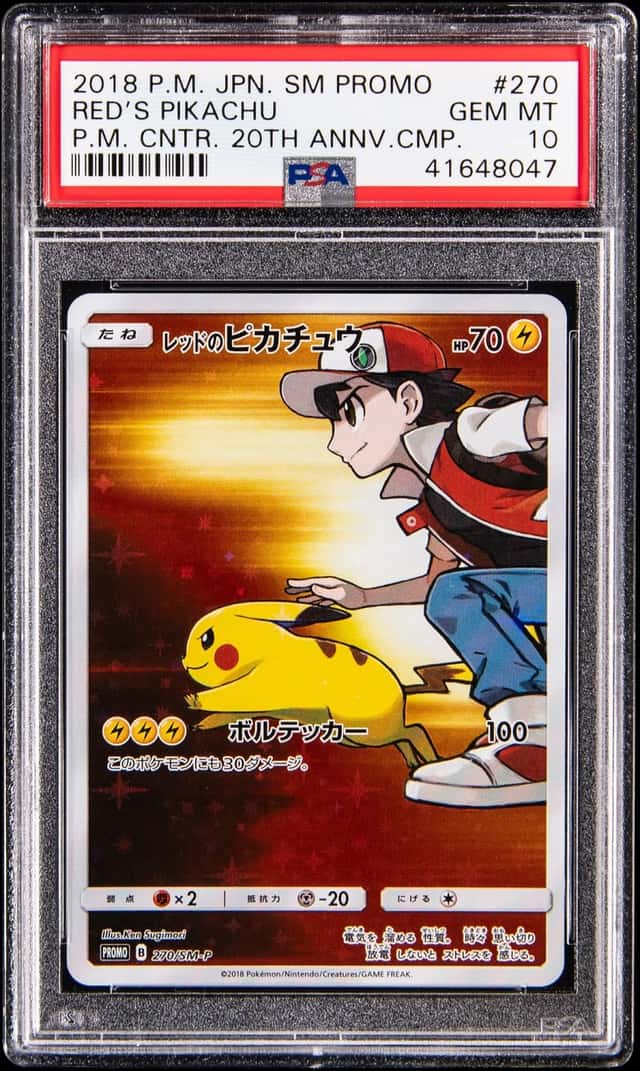 2018 Pokemon Japanese Sun & Moon Promo Pokemon Center 20th Anniversary Campaign #270 Red's Pikachu - PSA GEM MT 10