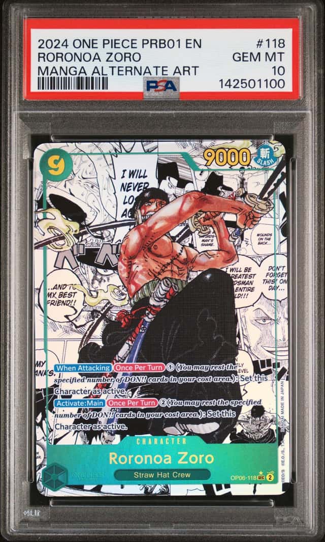 2024 One Piece the Best Premium Booster Manga Alternate Art Roronoa Zoro #OP06-118