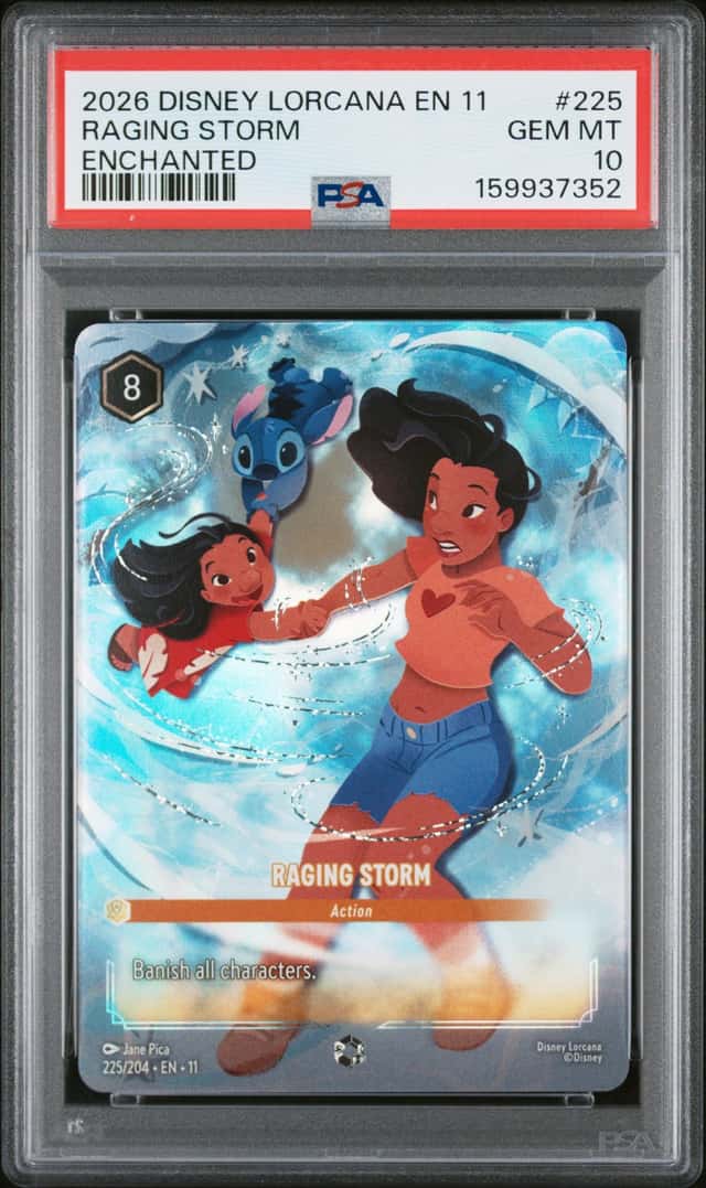 2026 DISNEY LORCANA WINTERSPELL #225 RAGING STORM ENCHANTED PSA 10