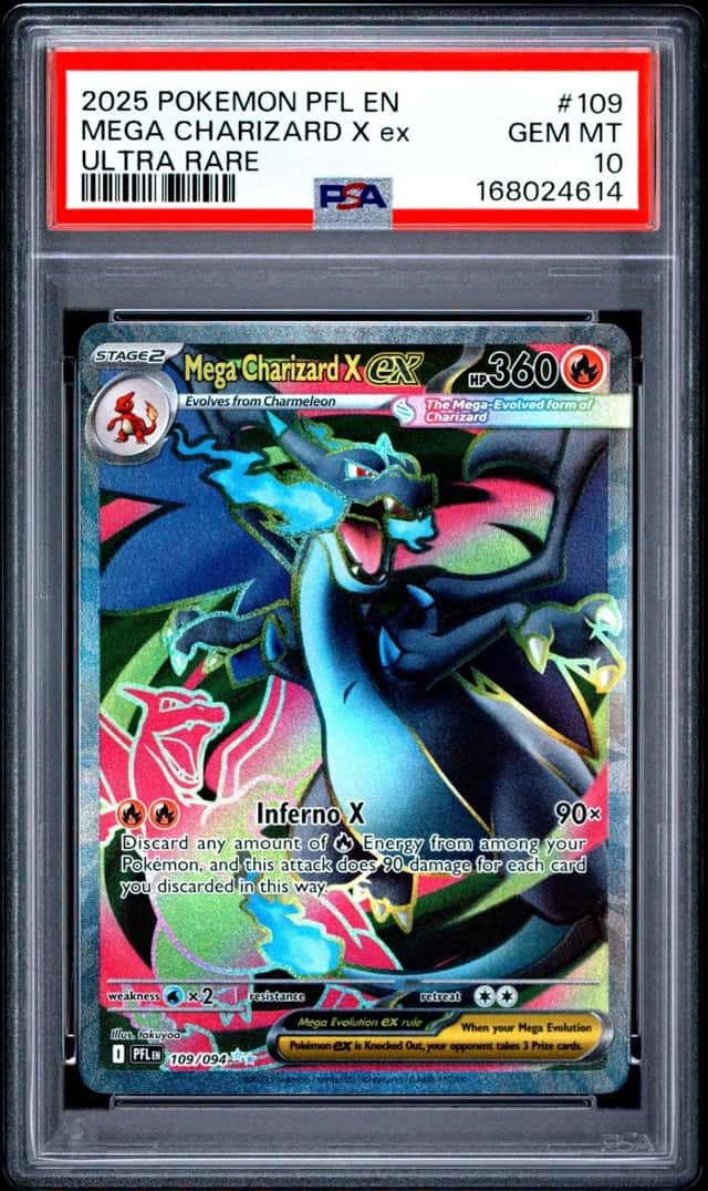 2025 POKEMON PFL EN-PHANTASMAL FLAMES ULTRA RARE #109 MEGA CHARIZARD X EX PSA 10