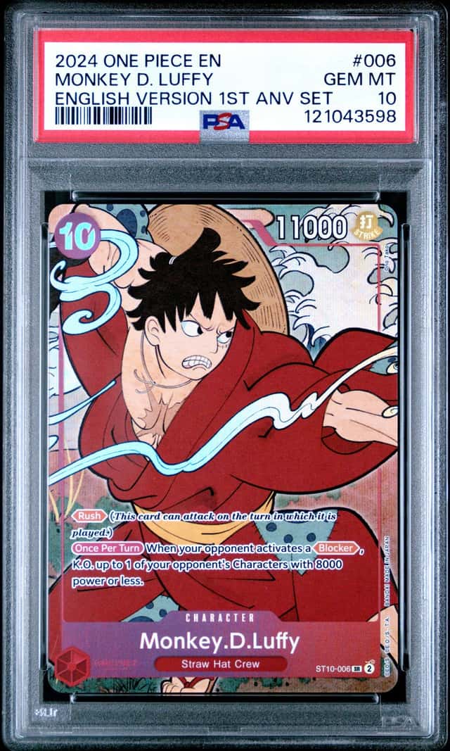 2024 ONE PIECE ENGLISH VERSION 1ST ANNIVERSARY SET #006 MONKEY D. LUFFY PSA 10