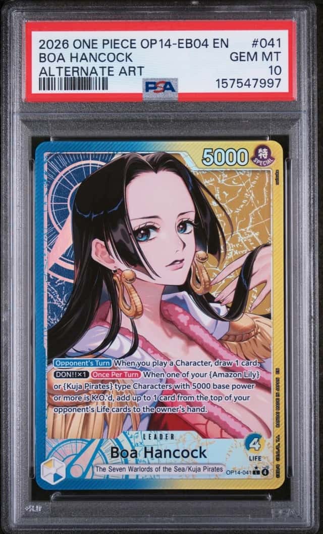 2026 ONE PIECE OP14-EB04-THE AZURE SEA'S SEVEN ALTERNATE ART BOA HANCOCK PSA 10