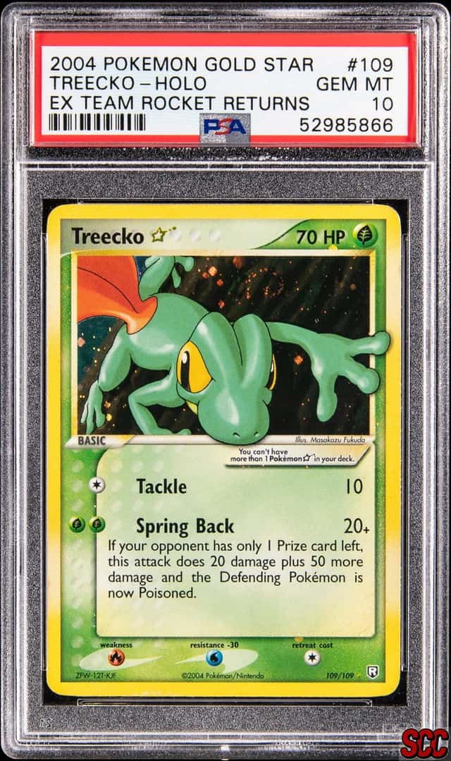 2004 Pokemon EX Team Rocket Returns Gold Star Holo #109 Treecko - PSA GEM MT 10