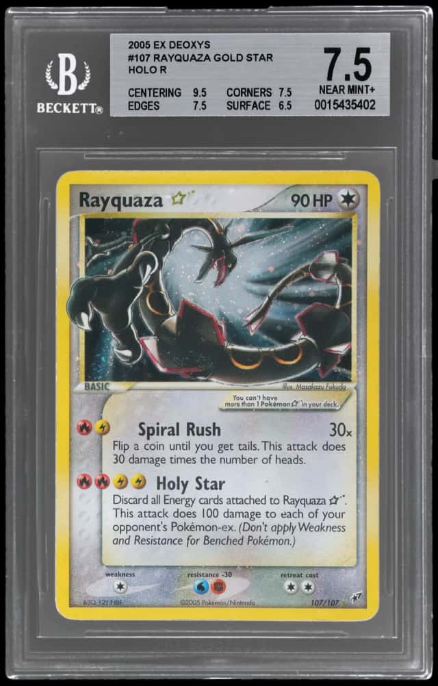 2005 Pokemon Ex Deoxys Holo Rayquaza Gold Star #107