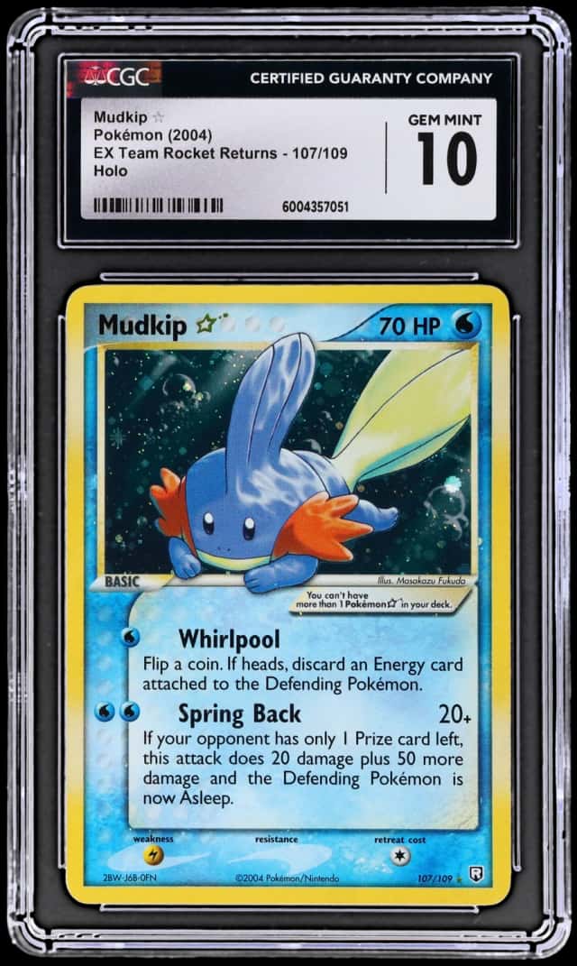 2004 Pokemon Ex Team Rocket Returns Gold Star Holo Mudkip #107