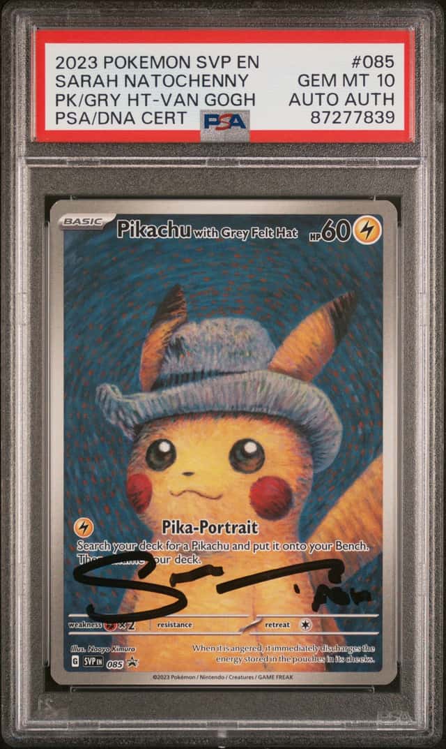 2023 Pokemon Scarlet and Violet Promo Pikachu Gray Hat Van Gough Sarah Natochenny #085