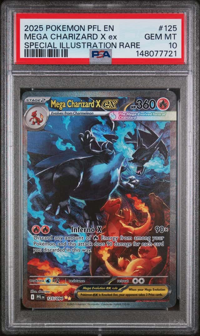 2025 Pokemon Mega Evolution Phantasmal Flames Special Illustration Rare Mega Charizard X Ex #125