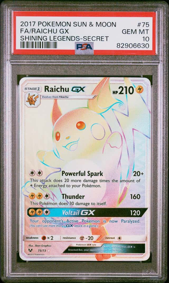 2017 Pokemon Sun and Moon Shining Legends Secret Rare Raichu Gx #75