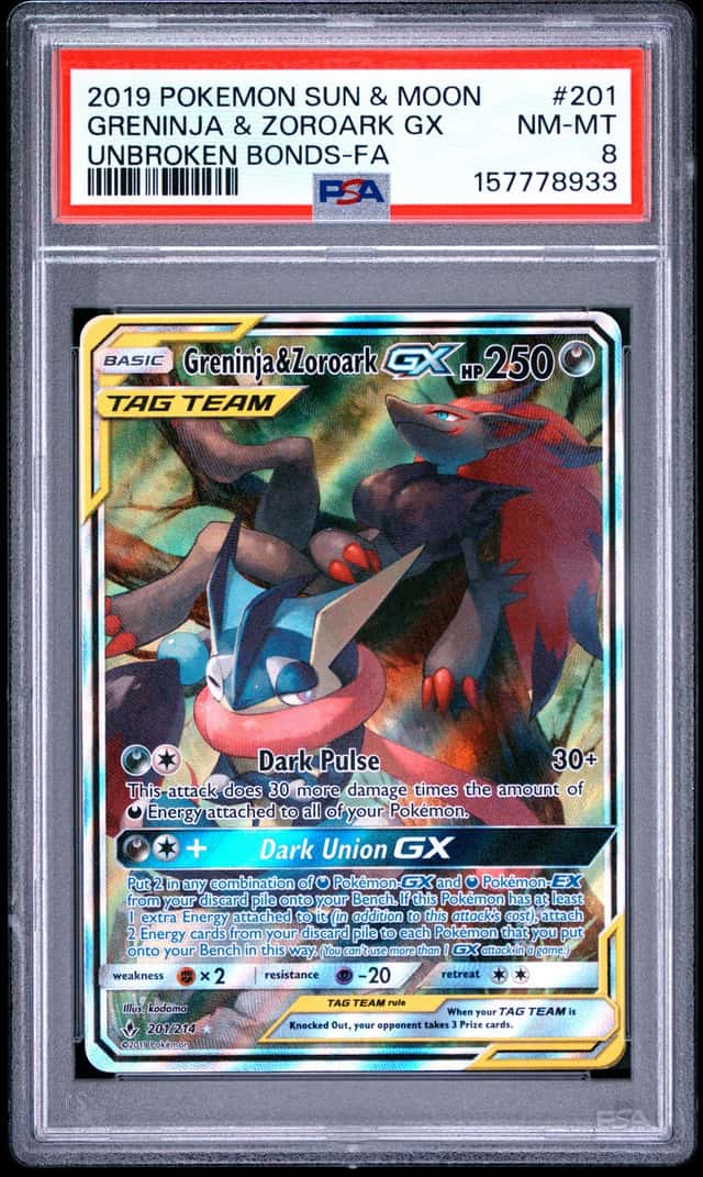 2019 Pokemon Sun and Moon Unbroken Bonds Greninja/Zoroark Gx #201