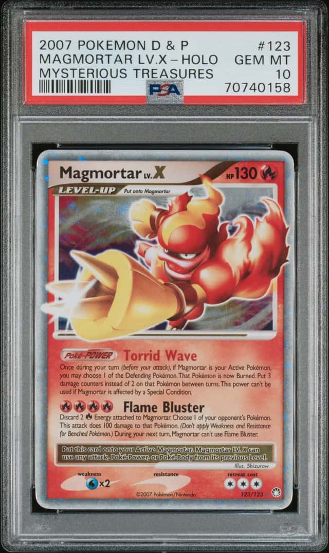 2007 Pokemon Diiamond and Pearl Mysterious Treasures Holo Magmortar Lv X #123