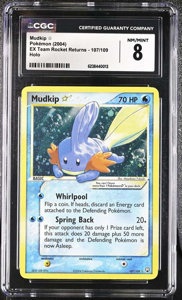 2004 Pokemon Ex Team Rocket Returns Holo Mudkip Gold Star #107
