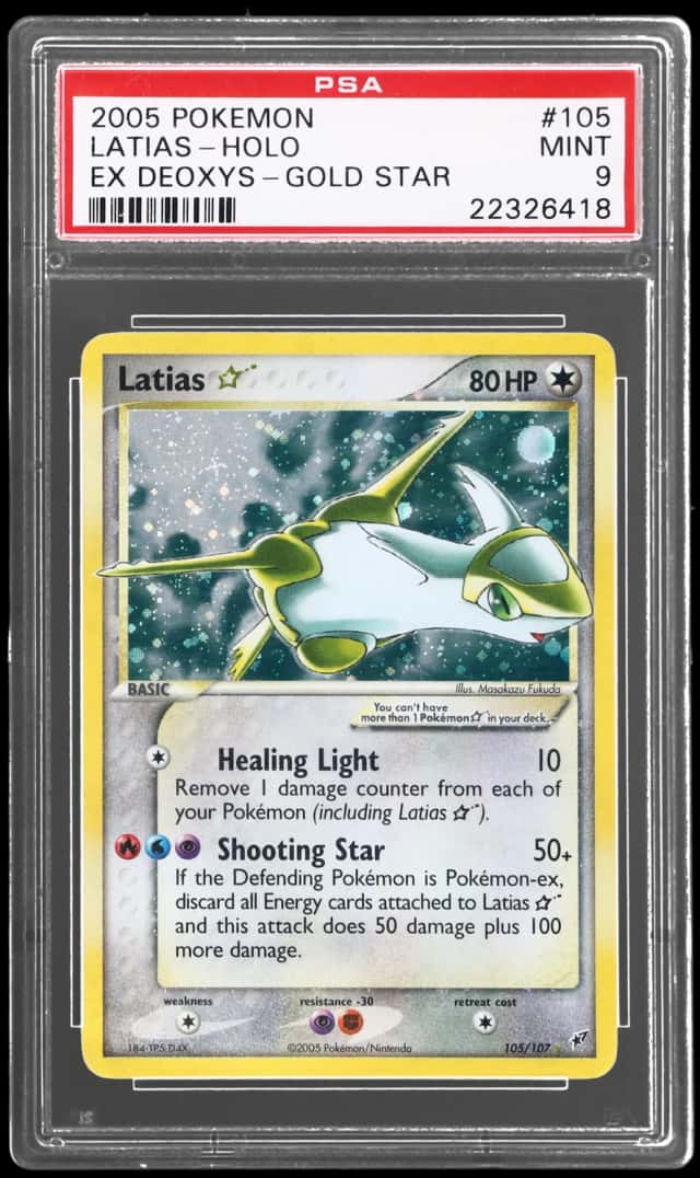 2005 Pokemon Ex Deoxys Gold Star Holo Latias #105