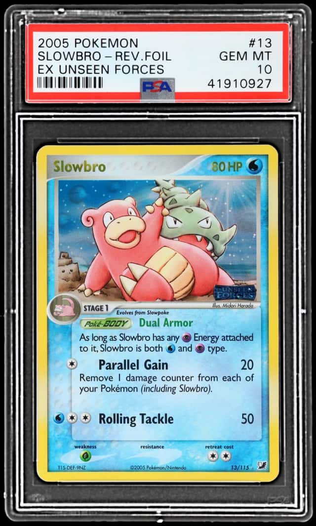 2005 Pokemon Ex Unseen Forces Reverse Holo Slowbro #13