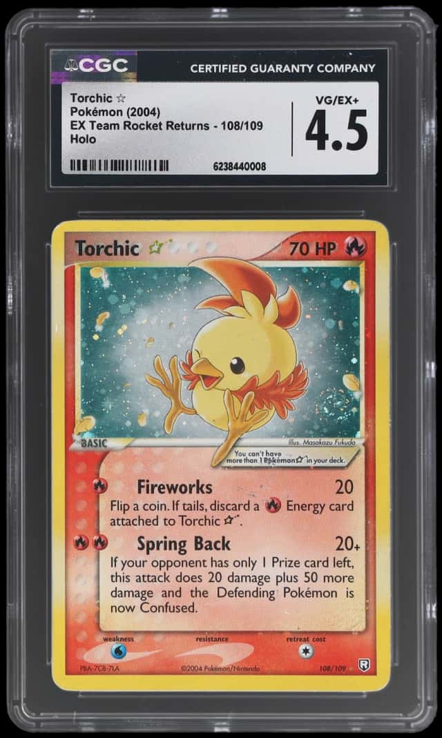 2004 Pokemon Ex Team Rocket Returns Holo Torchic Gold Star #108
