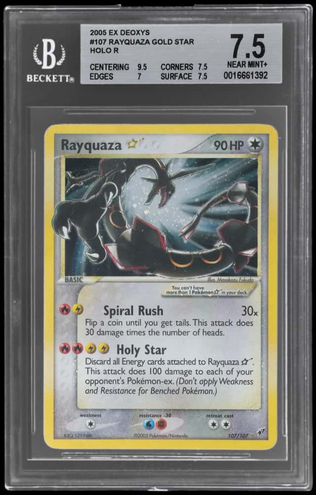 2005 Pokemon Ex Deoxys Holo Rayquaza Gold Star #107
