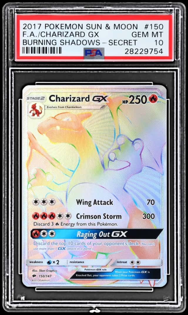 2017 Pokemon Sun and Moon Burning Shadows Secret Rare Charizard Gx #150