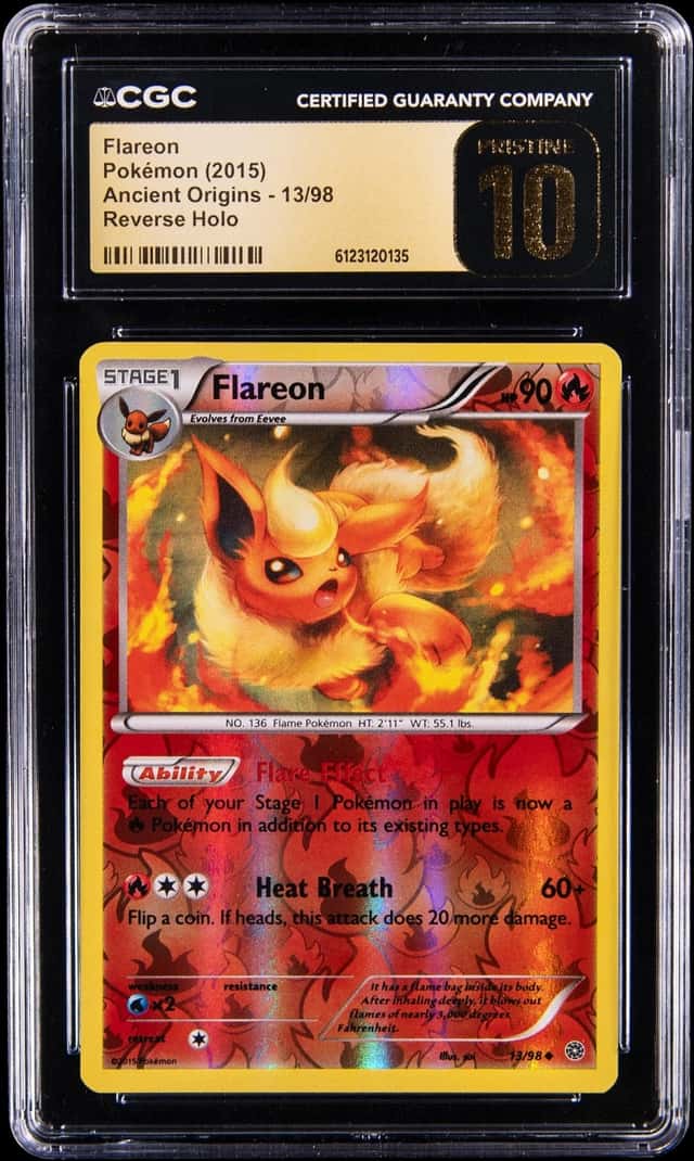2015 Pokemon XY Ancient Origins Reverse Holo #13 Flareon - CGC PRISTINE 10