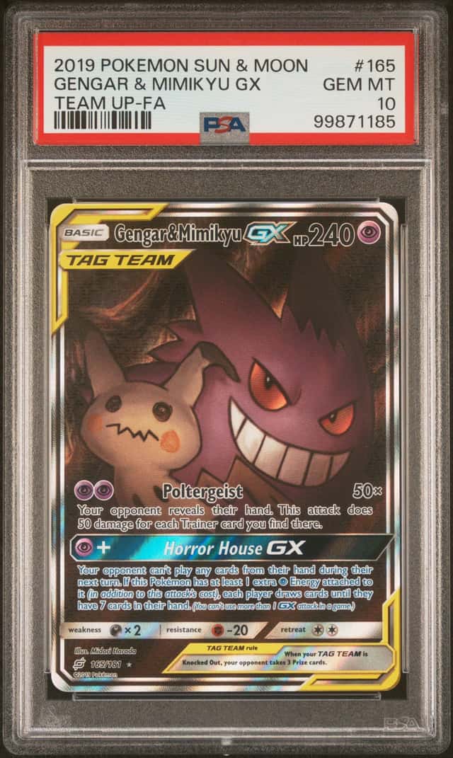 2019 Pokemon Sun & Moon Team Up Gengar Mimikyu FA #165/181 PSA 10 GEM MINT