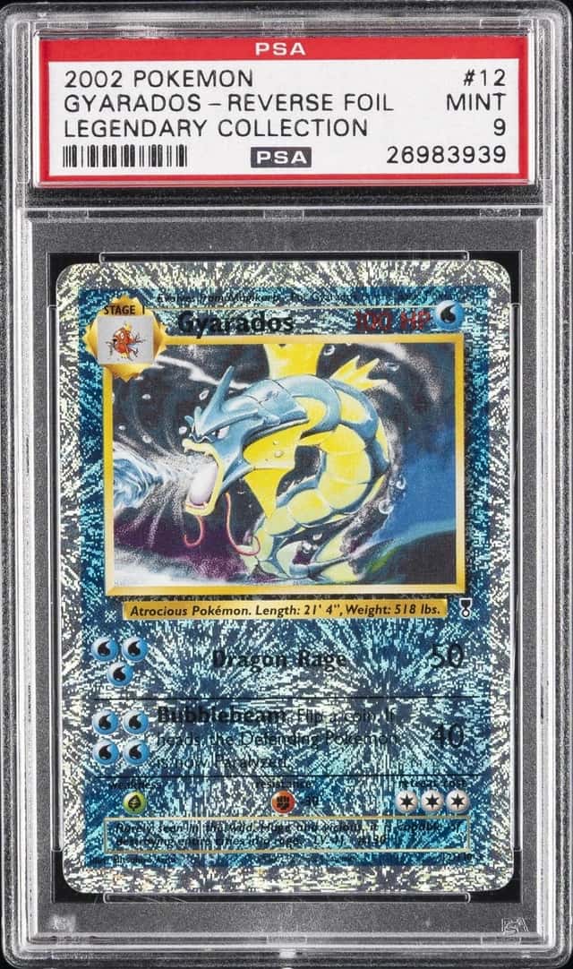 2002 POKEMON LEGENDARY COLLECTION #12 GYARADOS-REVERSE FOIL PSA 9
