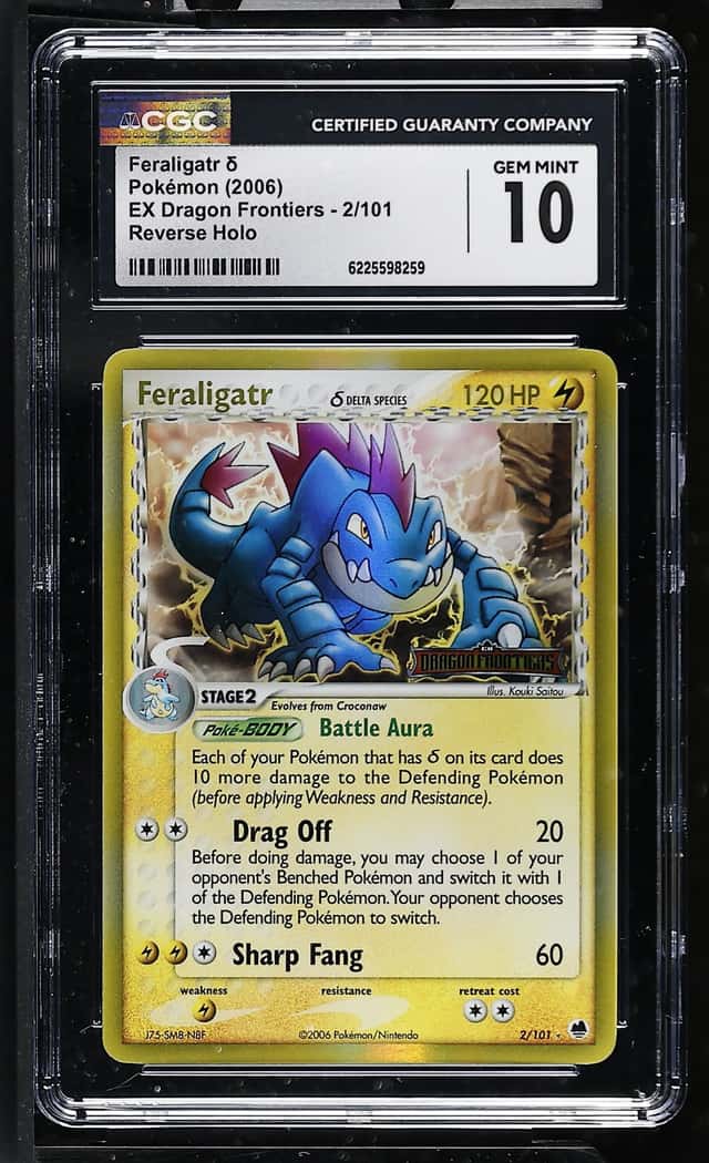 2006 Pokémon Feraligatr δ Reverse Holo EX Dragon Frontiers 2/101 CGC 10