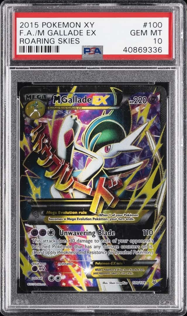 2015 POKEMON XY ROARING SKIES #100 FULL ART/M GALLADE EX PSA 10
