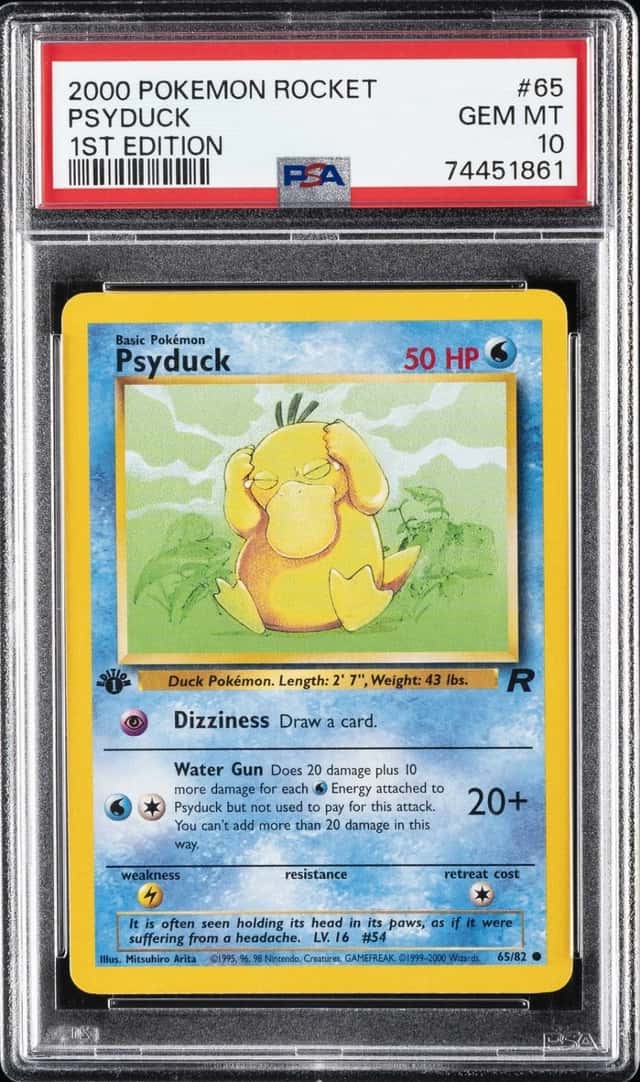 2000 POKEMON ROCKET 1ST EDITION #65 PSYDUCK PSA 10